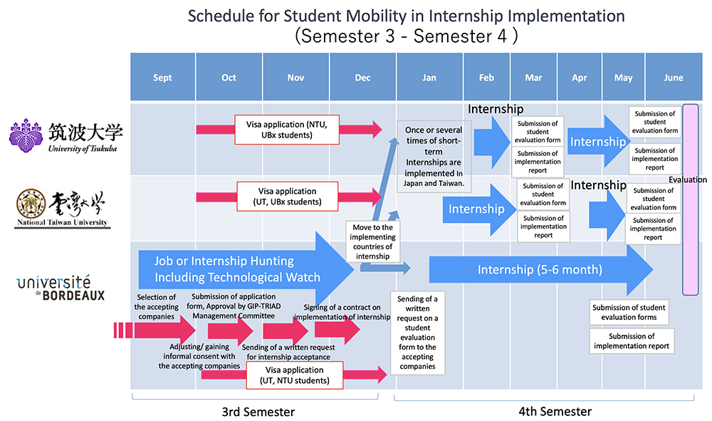 Third and fourth semester internship workflow (planned)